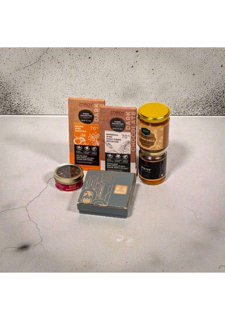 Zoroy Conscious Indulgence Guilt Free Gourmet Hamper No Added Sugar Chocolates Bean to Bar - Indya