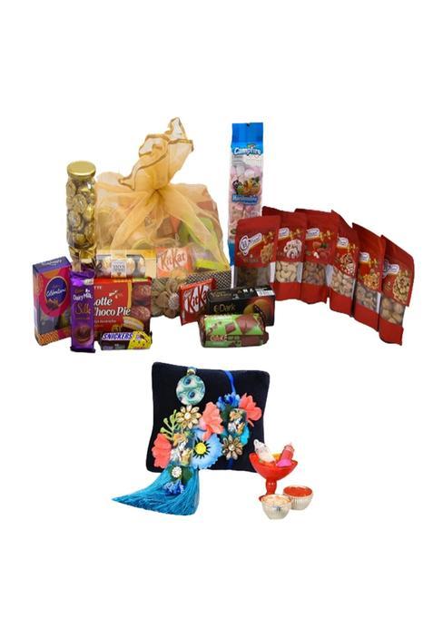 Giftrend Bundle with Rakhi Gift 5KG Dryfruits and Chocolate Hampers and Gourmet Gifts Basket with Designer