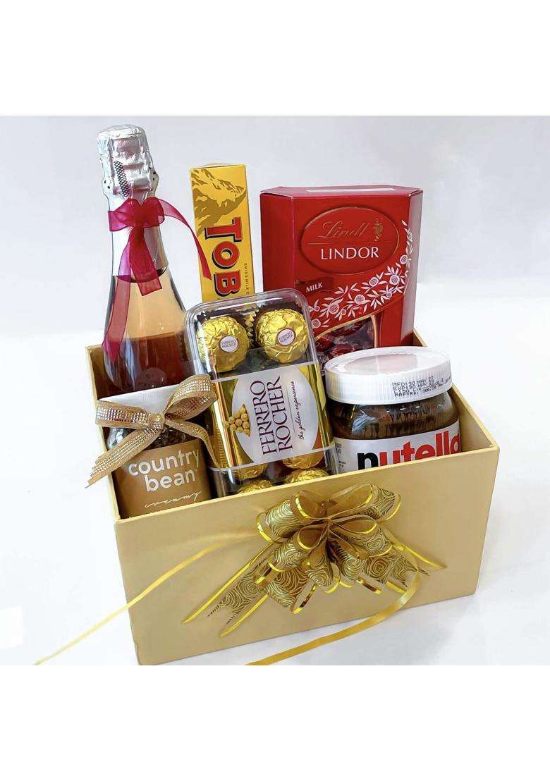 Angroos Gold Superior Anniversary Hampers for Parents Filled with Premium Chocolates Collections and More - Indya