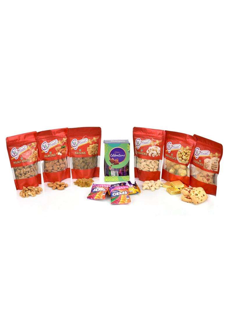 Giftrend Diwali Festive Dry Fruits Gift Basket for Clients Chocolates and Nuts Hamper for Parents and Family - Indya