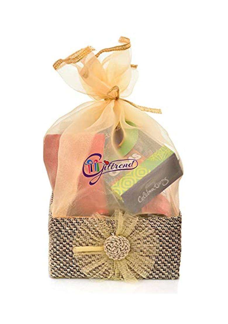 Giftrend Diwali Ethnic Dry Fruit and Nut Gifts Basket Hamper Box with Cashew Almond Raisin Pistachio - Indya