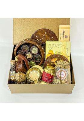 Angroos Yellow Deluxe Dhanteras Gift Box with Delicious Sweets and More Surprises