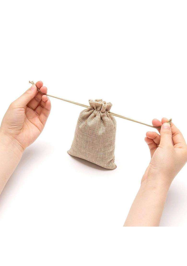 Lifekrafts Linen Brown Jute Pouches Adjustable Drawstring - Indya