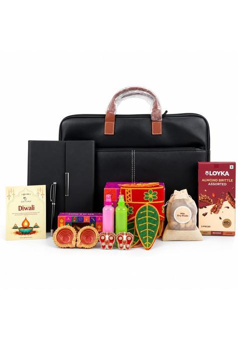 Giftana Diwali Gift Set with Laptop Bag for Employees and Corporate Gifting Black