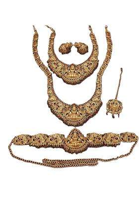 Ornadzn Zevellery Temple Jewellery Set for Women Antique Gold Plated Lakshmi Bridal Necklace
