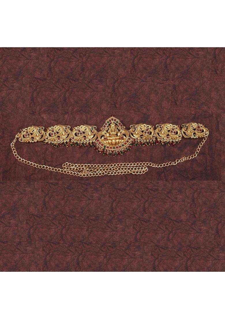 Ornadzn Zevellery Temple Jewellery Set for Women Antique Gold Plated Lakshmi Bridal Necklace - Indya
