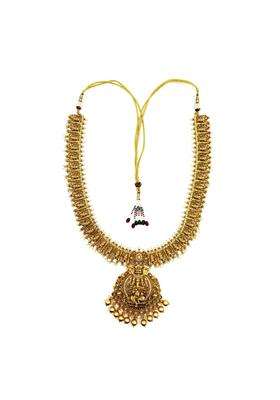 S K V Beauty Hub Gold Antique Temple Lakshmi Necklace for Women Traditional South Indian Bridal Haram