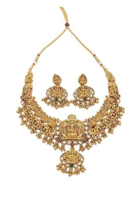 Luxe Jewel Womens Antique Lakshmi Temple Choker Necklace Set