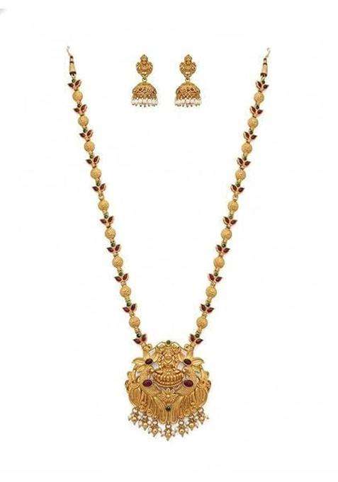 Luxe Jewel Antique Lakshmi Long Haram Necklace Set for Women