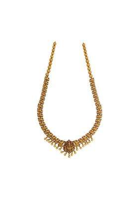 Kushals Fashion Jewellery Ruby Gold Polished Copper Antique Necklace with Adjustable Chain