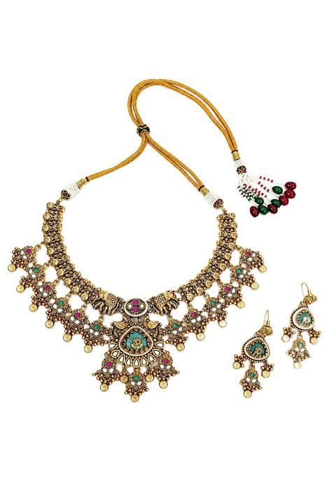 Aryaze Belyora Rajwada Heritage Traditional Designer Necklace Set for Women with Matching Earrings