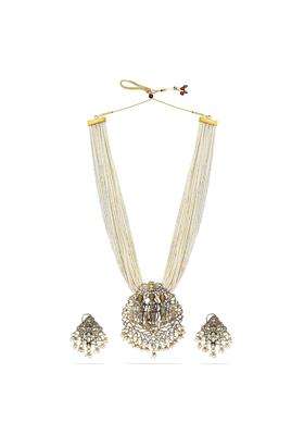 Tanaira White Victorian Temple Necklace Set for Women Ram Sita Laxman Pendant