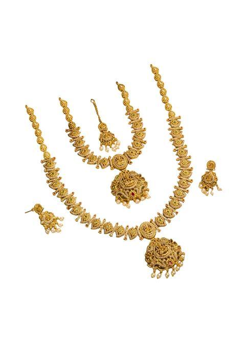Gold NIRA House of Design South Indian Lakshmi Bridal Jewellery Set