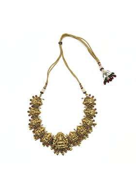 S K V Beauty Hub Traditional Temple Lakshmi Short Necklace for Women