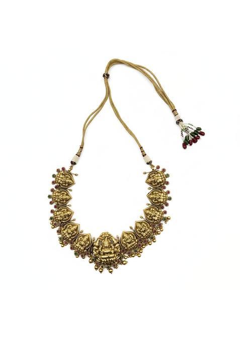 S K V Beauty Hub Traditional Temple Lakshmi Short Necklace for Women