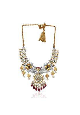 925Siller Pure Antique Silver Necklace Latest Stylish Design Fancy Wedding Party Traditional Temple Necklace
