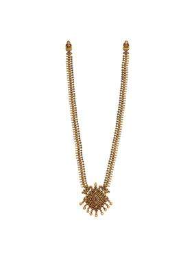 Kushals Fashion Jewellery Ruby Green Gold Polished Copper Antique Necklace