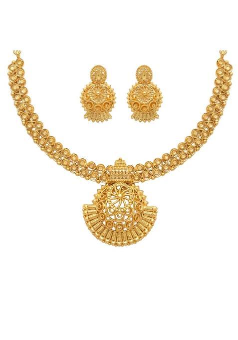 Ritvaa Smartgold 24K Gold Plated Pradakshina Temple Necklace Set for Women