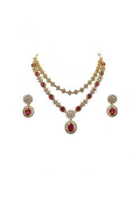 Antique Oxidised Plating Necklace with Earring Set for Women and Girls Temple Style Jewellery