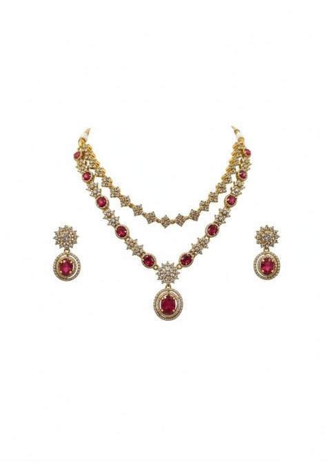 Antique Oxidised Plating Necklace with Earring Set for Women and Girls Temple Style Jewellery
