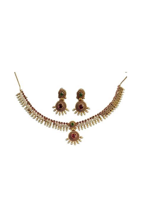 Yellow Temple Jewellery Set for Women Traditional