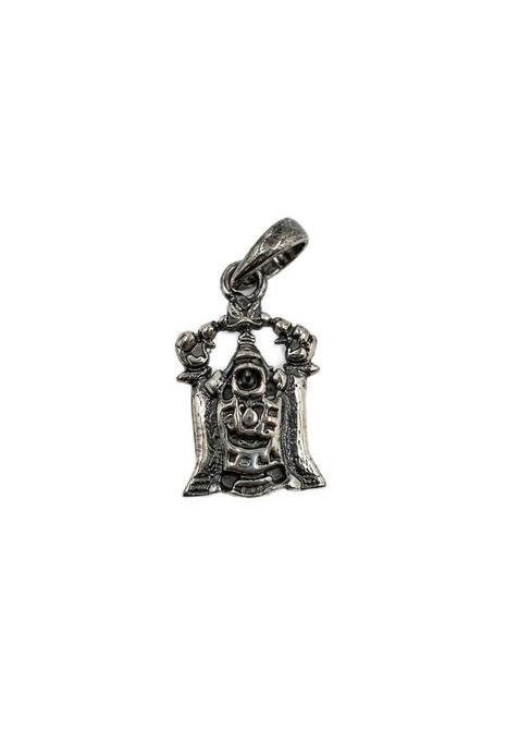 Opula Lord Balaji Temple Pillar Pendant for Men and Women Oxidised 925 Sterling Silver Antique Finish