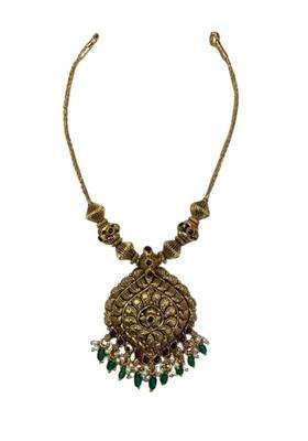 Silver 925 Antique Gold Plated Long Pendant Necklace for Women