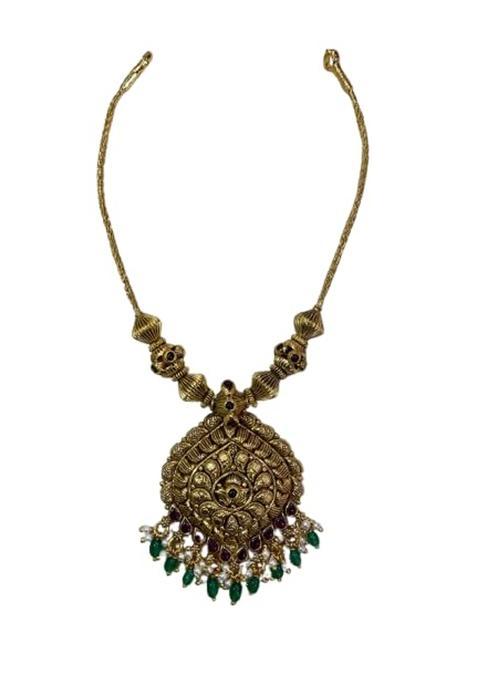Silver 925 Antique Gold Plated Long Pendant Necklace for Women
