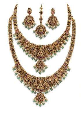 Lakshmi Temple Bridal Combo Set Choker Haram Maang Tikka