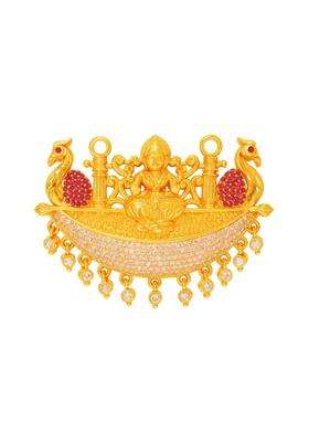 Srimathi Jewellers Gold Plated Goddess Lakshmi Temple Pendant with Peacock Design