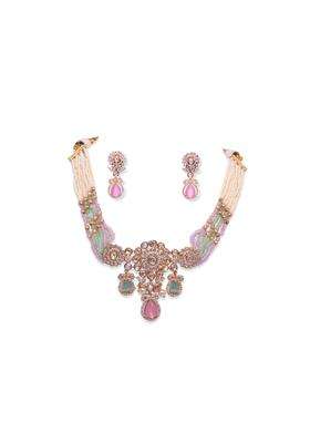 All That Glitters Multicolor Panchita Antique Tiani Kundan Premium Necklace Set