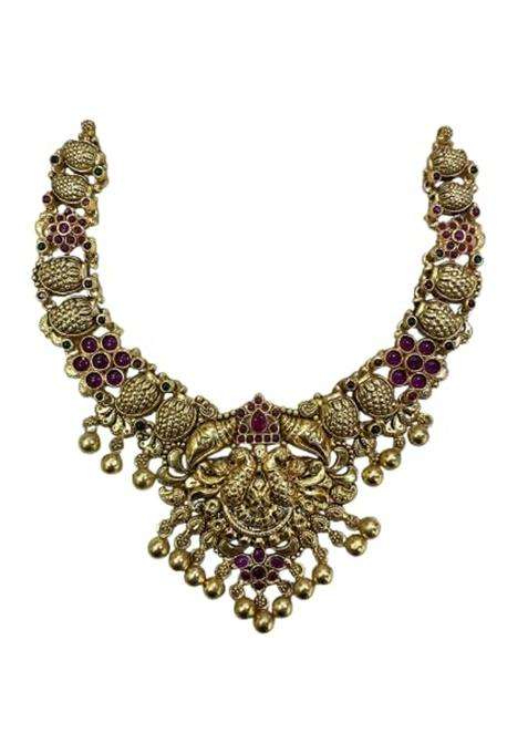 Silver 925 Traditional Gold Plated Temple Necklace for Women