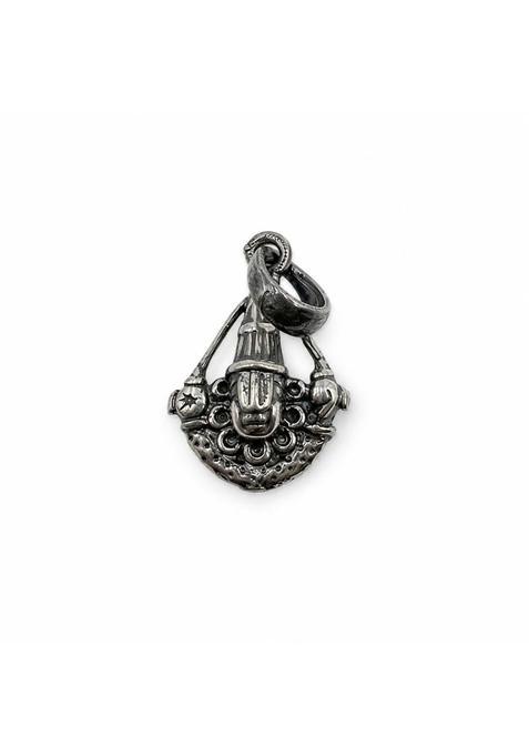 Opula Shrinathji on Lotus Pendant for Men and Women Oxidised 925 Sterling Silver Antique Finish