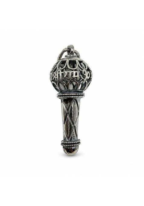 Opula Gada Mace Pendant for Men and Women Oxidised 925 Sterling Silver Antique Finish