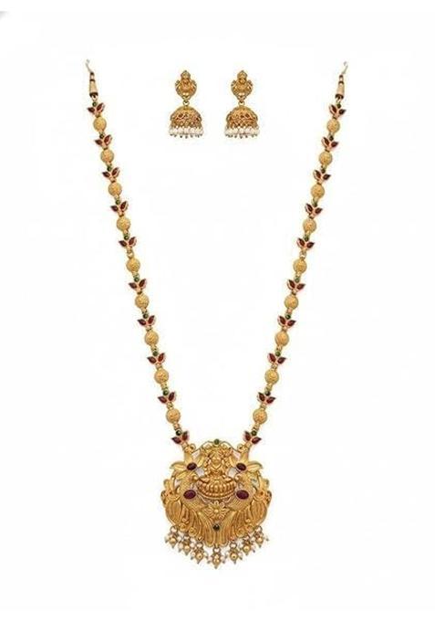 Luxe Jewel Antique Lakshmi Long Haram Necklace Set for Women