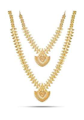 CUTE Gold One Gram Forming Gold Plated Traditional South Indian Fashion Jewellery Long Haram Set for Women