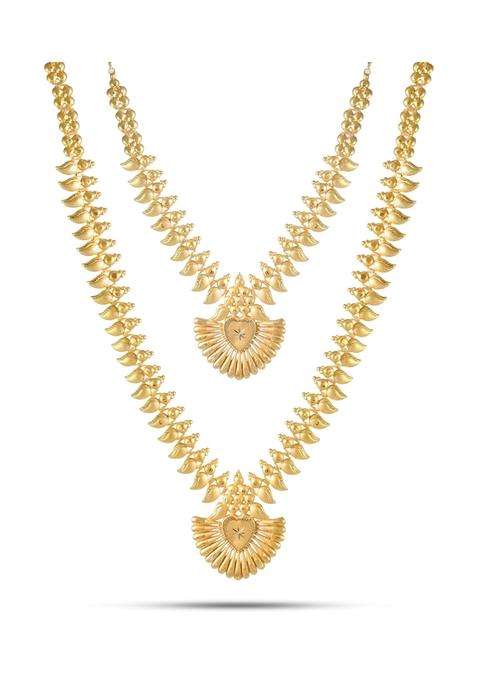 CUTE Gold One Gram Forming Gold Plated Traditional South Indian Fashion Jewellery Long Haram Set for Women