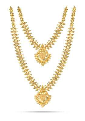 CUTE Gold One Gram Forming Gold Plated Traditional South Indian Fashion Jewellery Long Haram Set for Women
