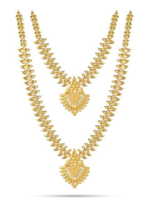 CUTE Gold One Gram Forming Gold Plated Traditional South Indian Fashion Jewellery Long Haram Set for Women