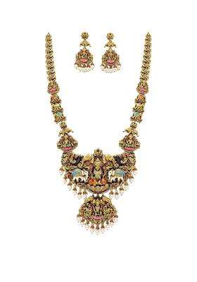 Sajuma Antique Gold Elephant Lakshmi Haram Temple Jewellery Set