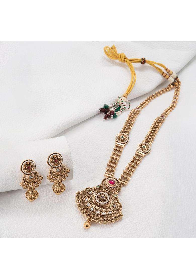 Bhramaka Jewellery Traditional Temple Style Haram Set - Indya