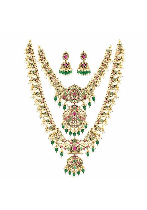 Advitiya Jewelry South Indian Bridal Lakshmi Long Haram Set