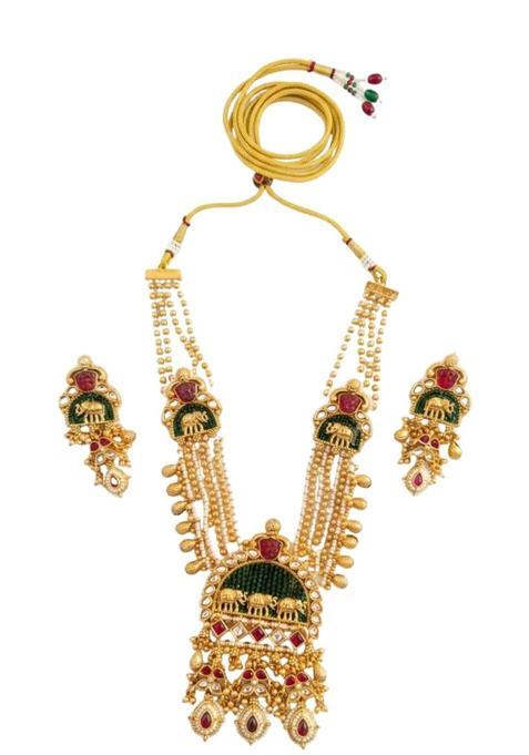Sitaram Gold Tone Elephant Design Long Haram Set