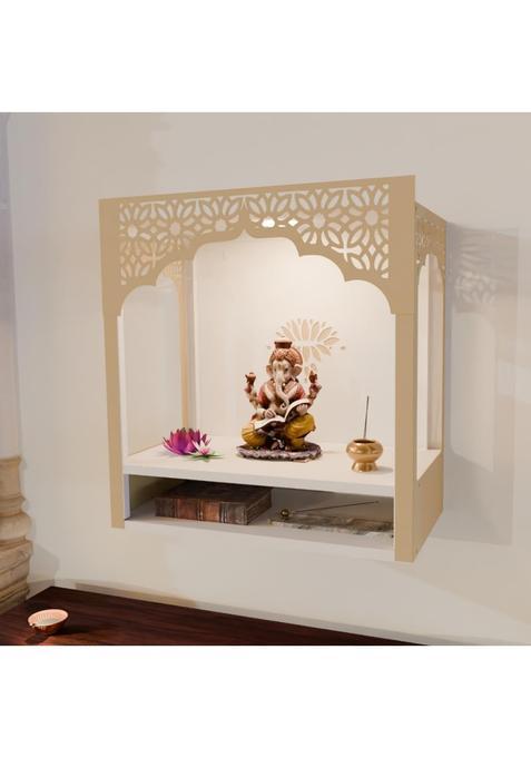 Nived White Nandini Metal Mandir with Spotlight Biggest Mandir with Extra Storage 19 X 18 X 10 Inch