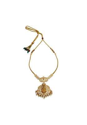 Kushals Fashion Jewellery Ruby Green Pearl Oxidised Gold Plated Ethnic 925 Pure Silver Temple Necklace