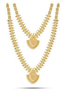 CUTE Gold One Gram Forming Gold Plated Traditional South Indian Fashion Jewellery Long Haram Set for Women