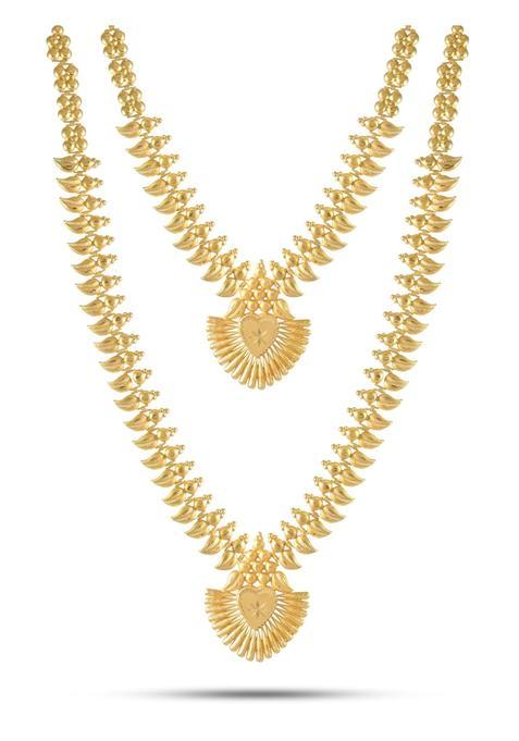 CUTE Gold One Gram Forming Gold Plated Traditional South Indian Fashion Jewellery Long Haram Set for Women