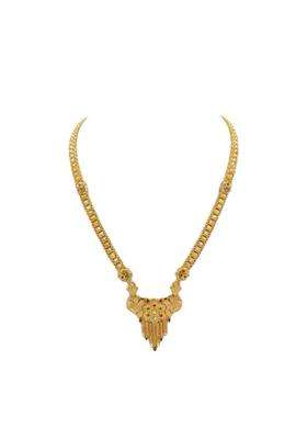 Divyoro Floral Goldenen Haram Necklace for Women Goldenen Alloy Brass Copper Jewellery