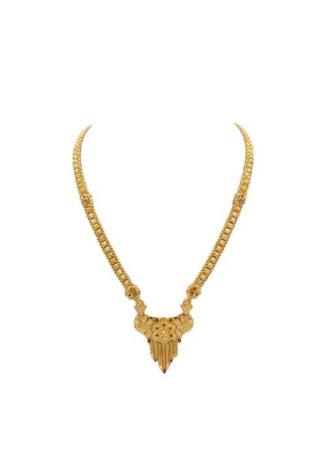 Divyoro Floral Goldenen Haram Necklace for Women Goldenen Alloy Brass Copper Jewellery