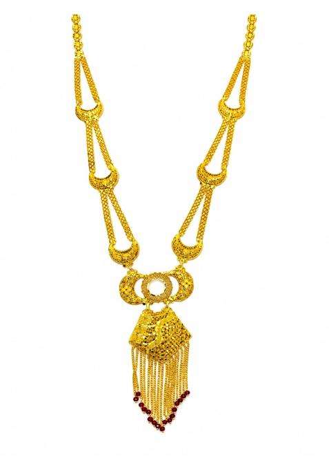 Jimikki Gold Tone Traditional Bridal Haram Long Necklace with Fringe